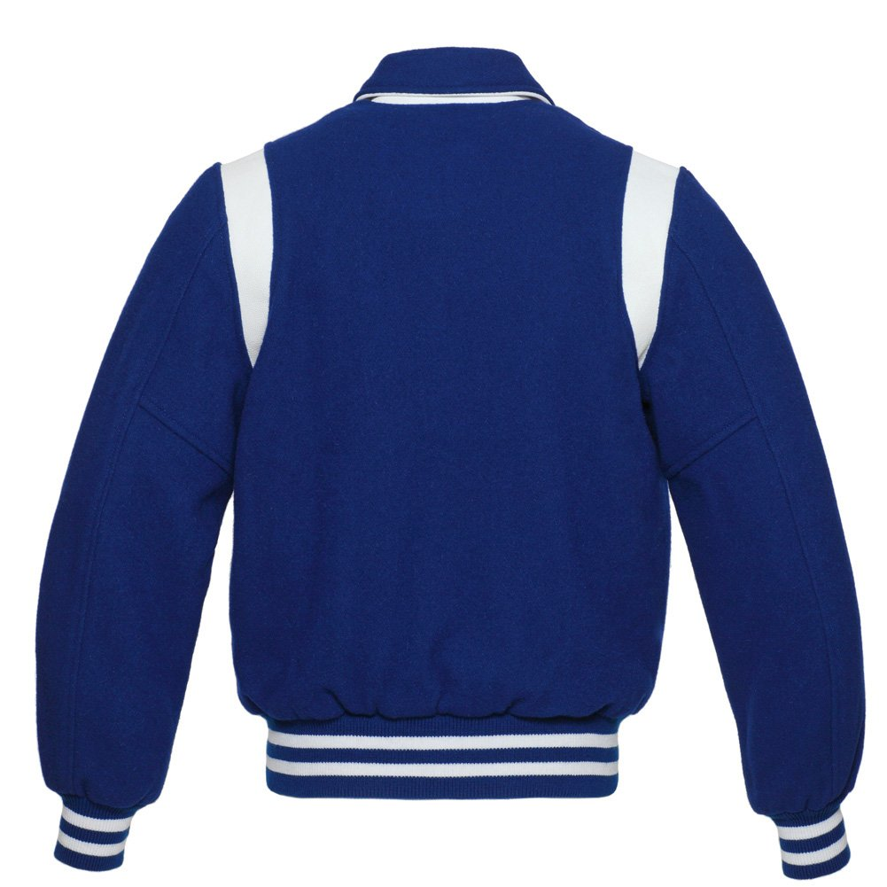 🏆Men’s Royal Blue Varsity Jacket with White Stripes – Classic Wool Letterman Style