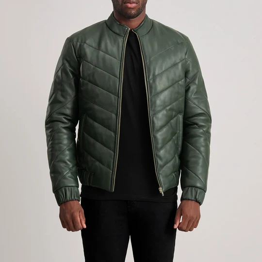 Men’s Travis Green Leather Puffer Jacket