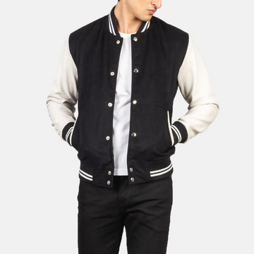 Men’s Black &amp; White Classic Varsity Jacket