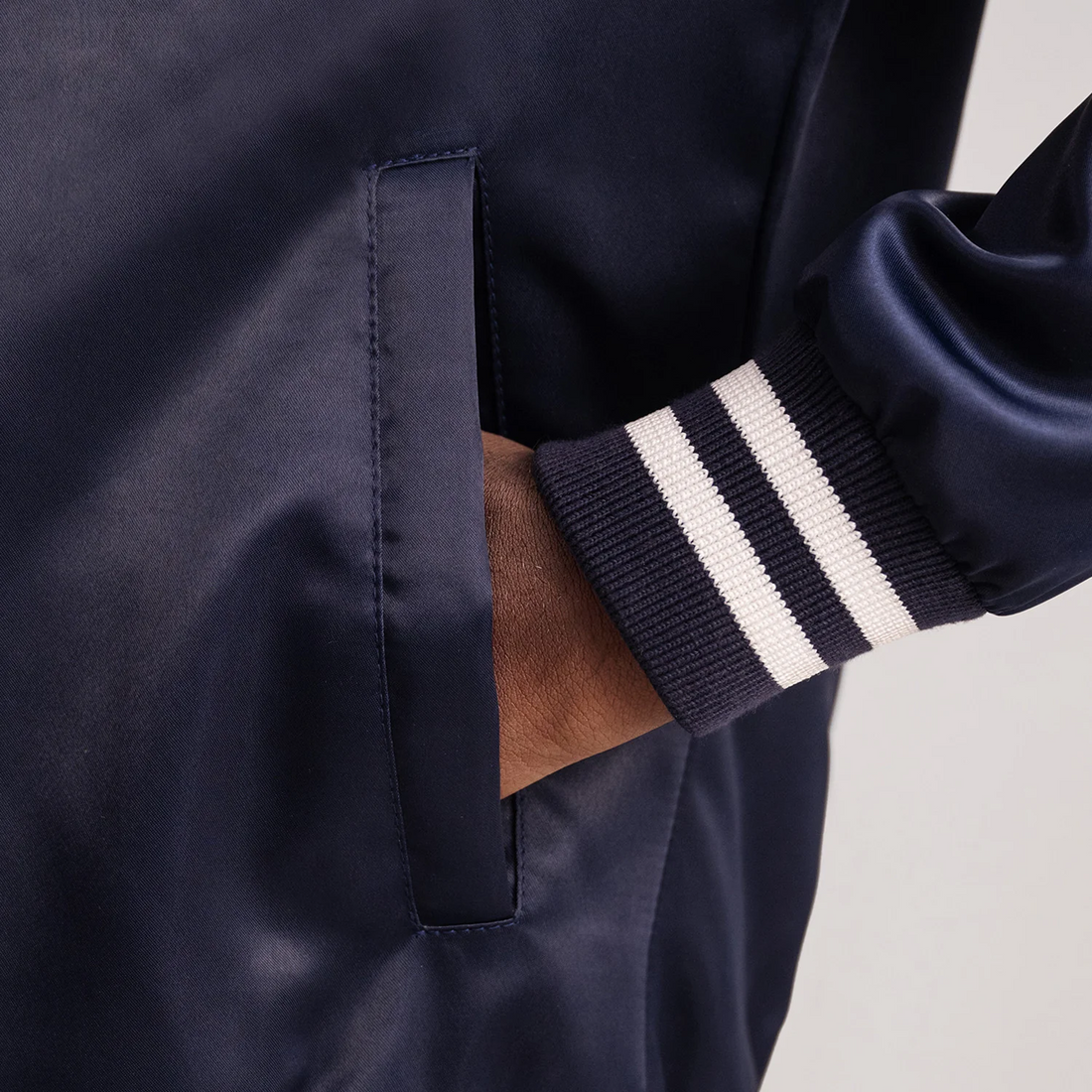 Men’s Xander Navy Satin Varsity Jacket