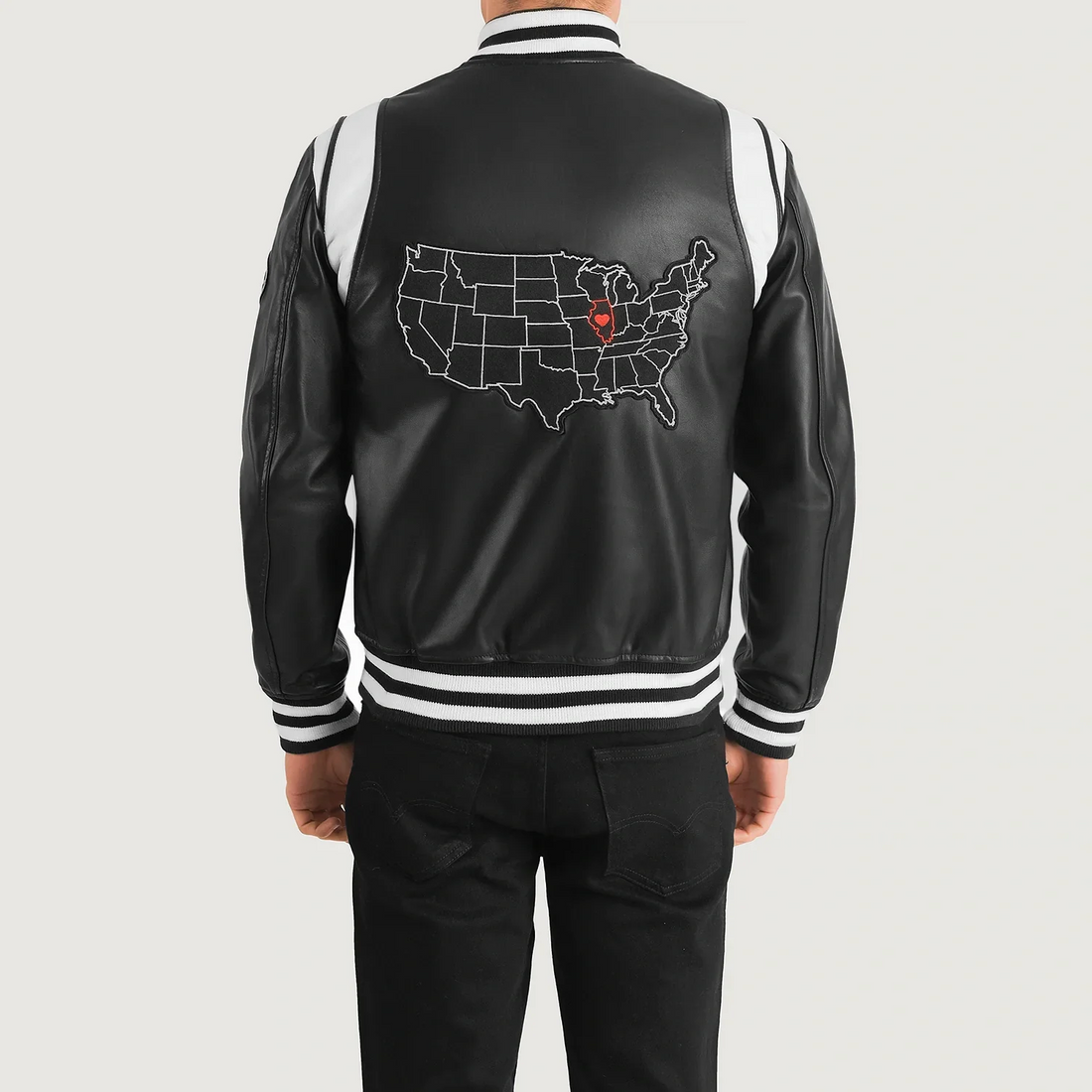 Men’s Liberté Illinois Black Leather Varsity Jacket