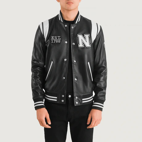 Men’s Liberté New York Black Leather Varsity Jacket