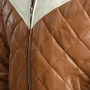 Men’s Norman Tan Hooded Bomber Leather Puffer Jacket