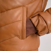 Men’s Travis Tan Leather Puffer Jacket