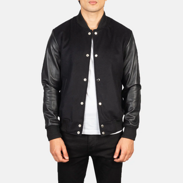 Men’s Vaxton All-Black Hybrid Varsity Jacket