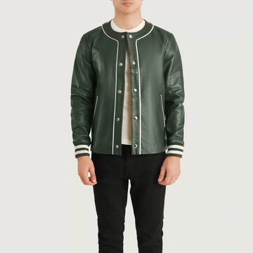 Men’s Willis Green Leather Varsity Jacket