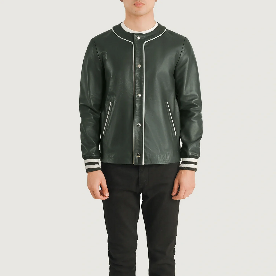 Men’s Willis Green Leather Varsity Jacket